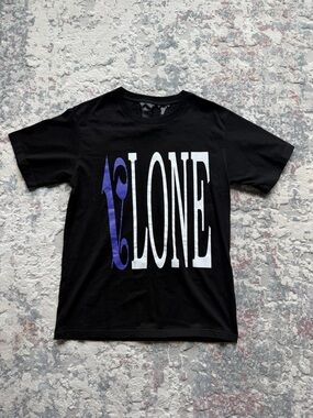 VLONE Black T-Shirt with White and Purple Logo